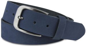 Fomax Ledergürtel Stilvoller Herren Veloursledergürtel, 3,8 cm breit mit edler dunkelsilberner Schließe, Schwarz, Größe