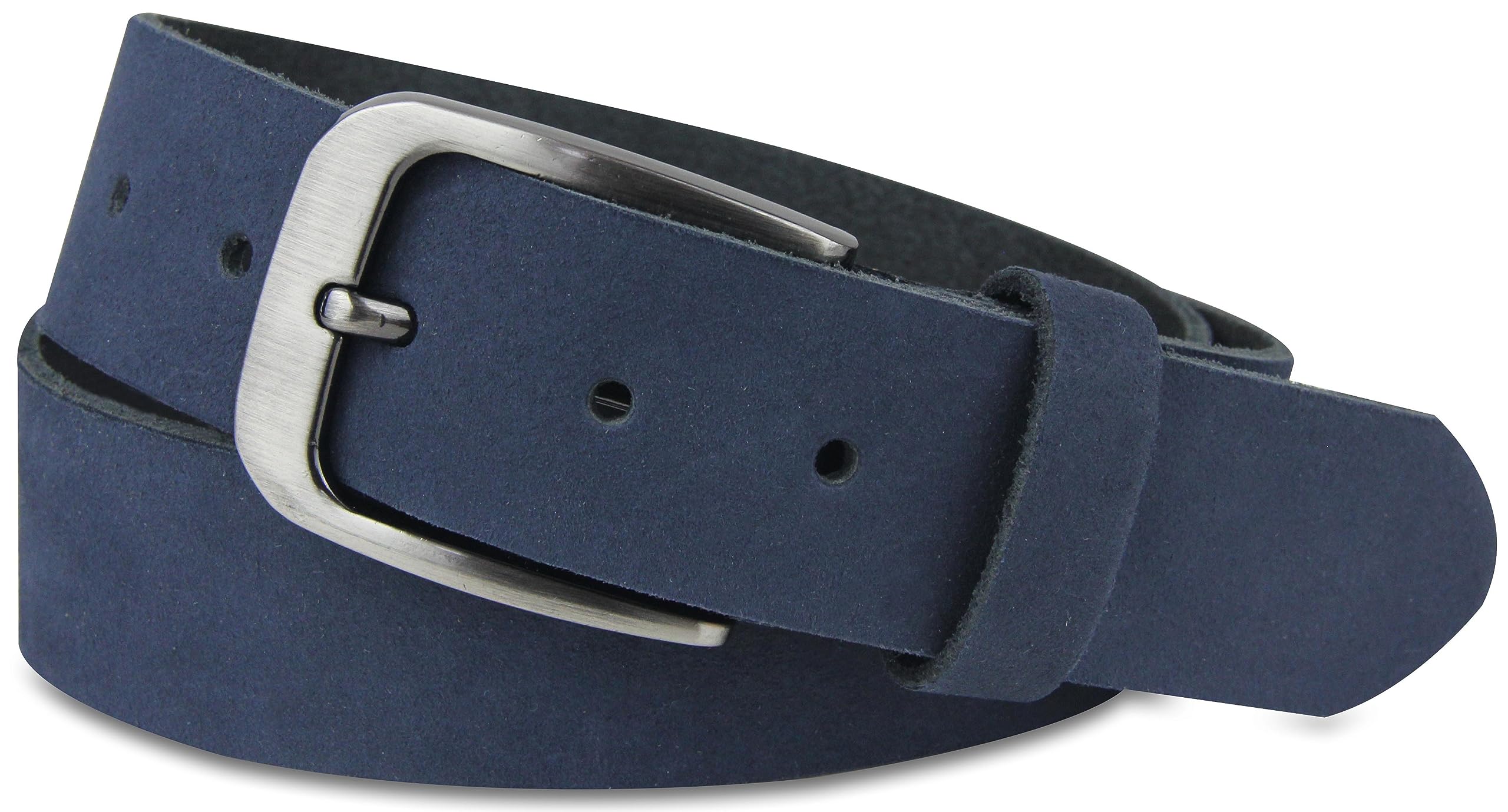 Fomax Ledergürtel Stilvoller Herren Veloursledergürtel, 3,8 cm breit mit edler dunkelsilberner Schließe, Schwarz, Größe