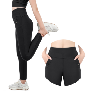 Leggings mit Hosentaschen im Alltagslook, schicke und bequeme Damen Sporthose mit Bauchwegfunktion, Blickdicht und