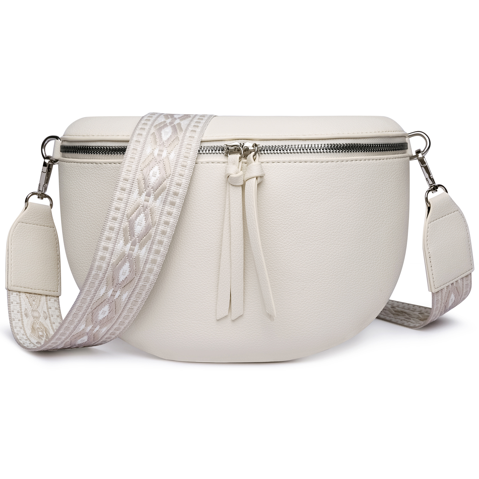 Bauchtasche Bauchtasche aus Kunstleder, Damen Umhängetasche, mit Schulterriemen, Beige
