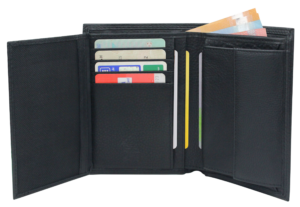 Frentree® Herren Geldbörse aus Nappaleder mit RFID Schutz, 13 Fächer, Hochformat Portemonnaie, Schwarz