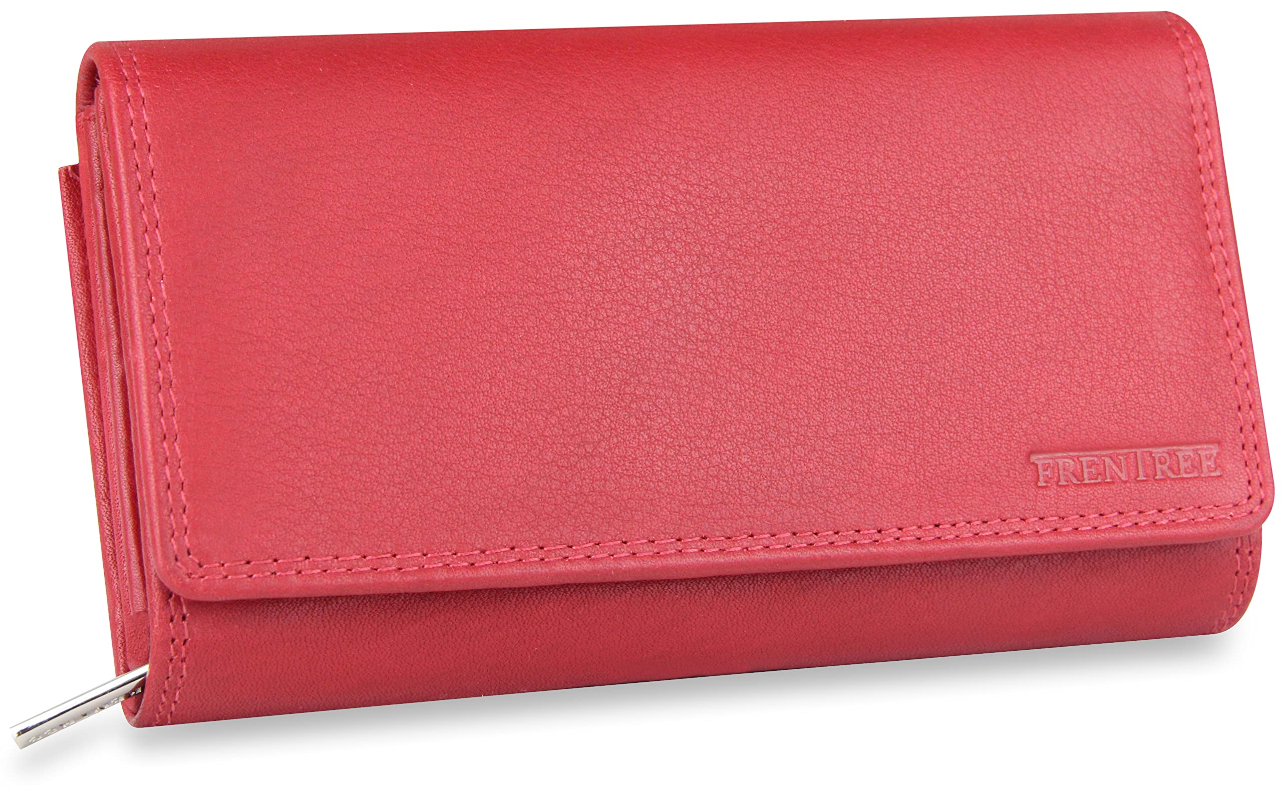 Frentree® Damen Geldbörse aus echtem Nappaleder, großes Leder Portemonnaie mit RFID-Schutz, weiches Echtleder