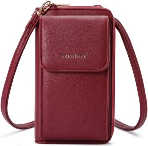 Damen Handy Umhängetasche, Geldbörse Portemonnaie mit Schultergurt und Handyfach, multifunktionale crossbody Tasche mit