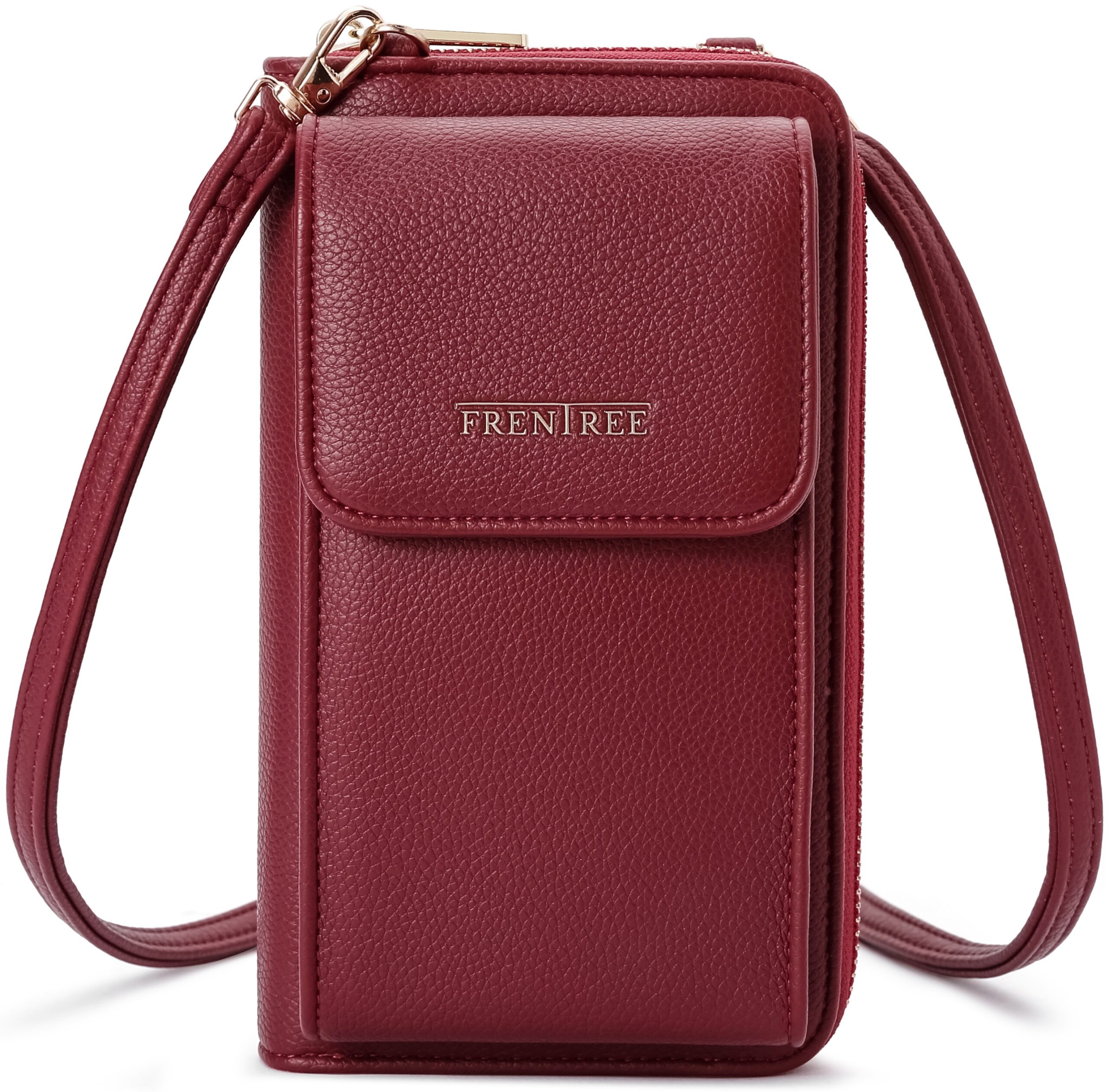 Damen Handy Umhängetasche, Geldbörse Portemonnaie mit Schultergurt und Handyfach, multifunktionale crossbody Tasche mit