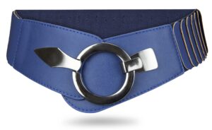 Elastischer Damen Taillengürtel, ca. 6 cm breiter Hüftgürtel mit silberner Ring-Schließe, Stretchgürtel, Altrosa, Größe