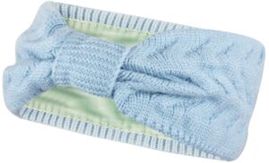Stirnband gefüttertes Damen Strick Haarband, Mädchen Ohrenwärmer mit Schleife, warmes Fleece Innenfutter Schwarz