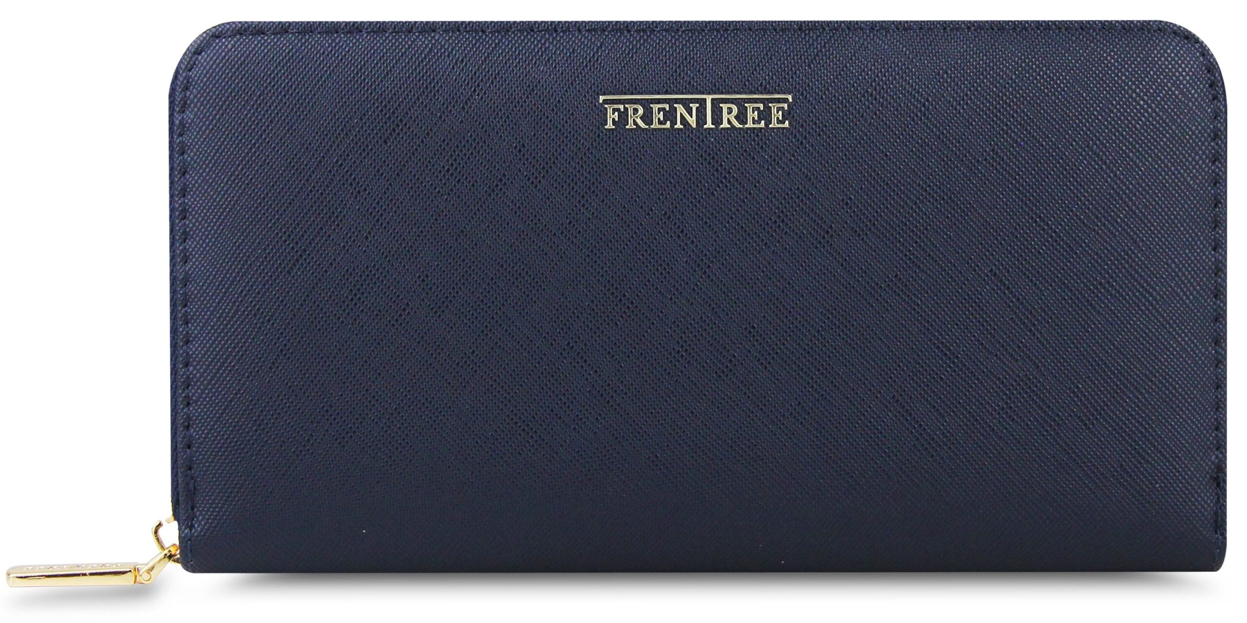 FRENTREE® Damen Geldbörse groß mit RFID-Schutz, 100% veganes Leder, elegantes Portemonnaie mit Handyfach - Graublau