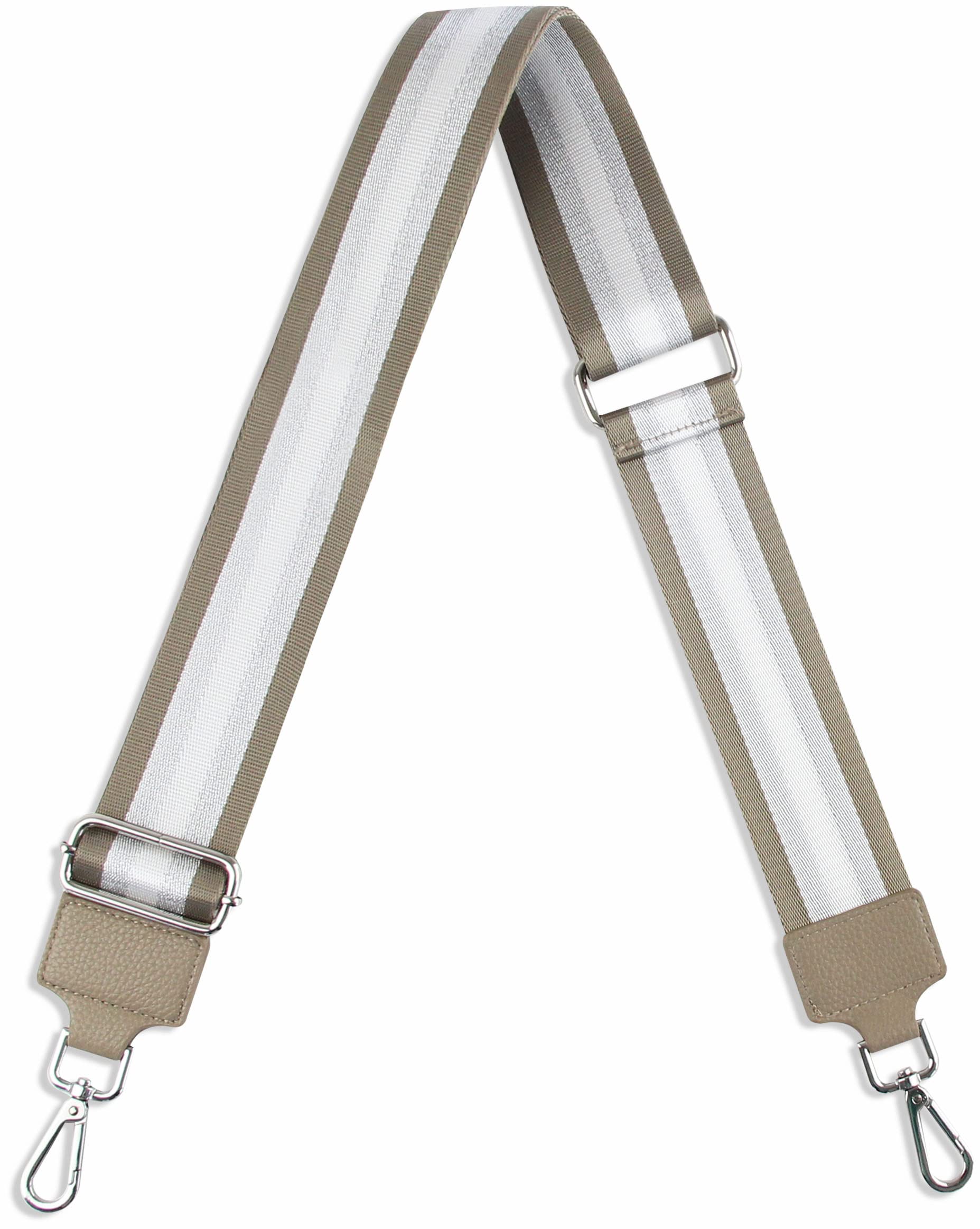 Schulterriemen 5cm Breit, Längenverstellbar mit Karabiner Farbe Silber, viele Mustern