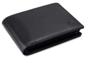Frentree® Herren Geldbörse aus weichem Nappa Leder mit RFID Schutz, 12 Kartenfächer, Querformat, Schwarz