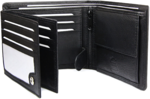 Frentree® Herren Geldbörse aus Nappa Leder mit RFID Schutz, 12 Kartenfächer, Querformat Portemonnaie, Schwarz, LB-02