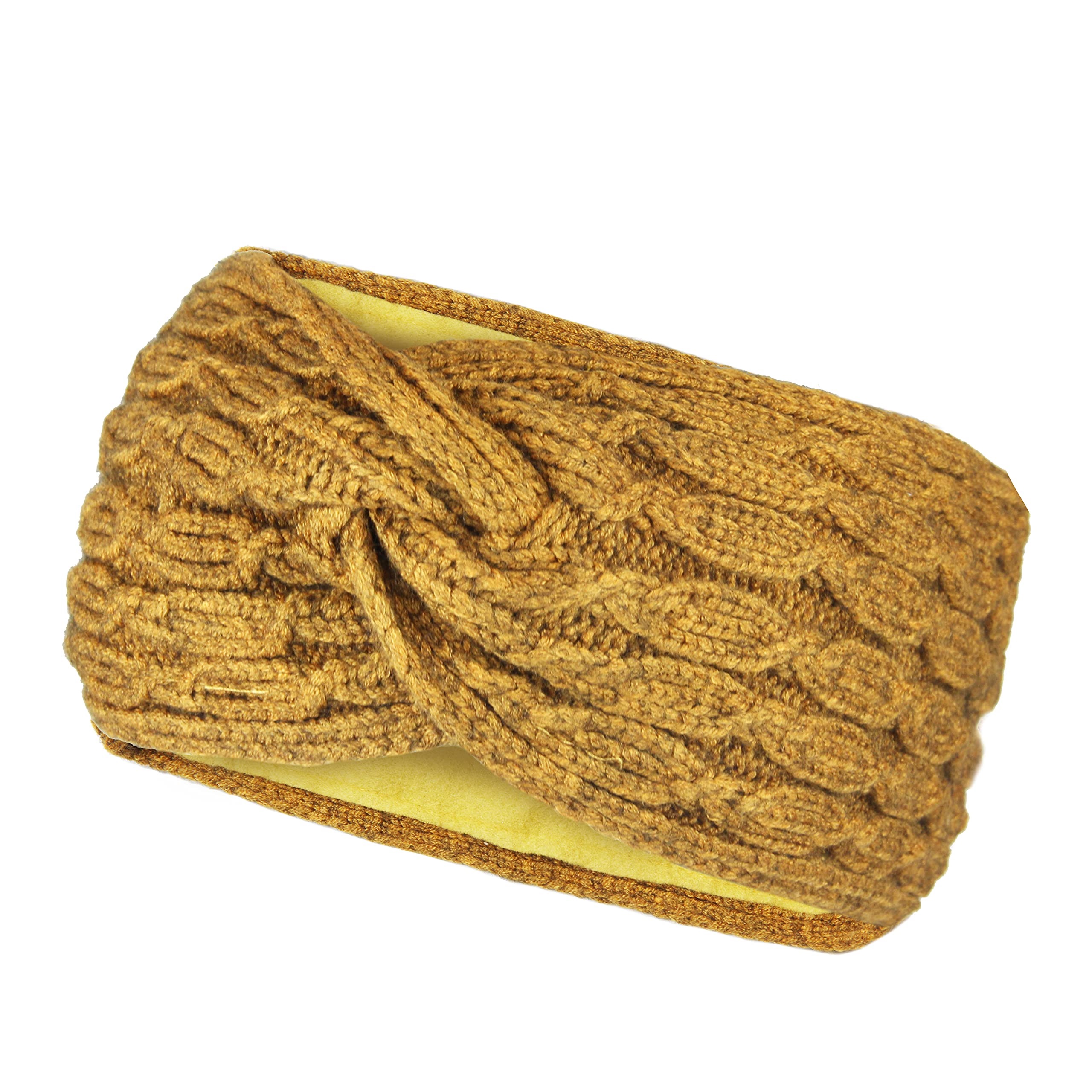 Stirnband Damen, Strick Haarband im Twist Knoten Schleife Design, Ohrenschützer Mädchen mit weichem Fleece Innenfutter