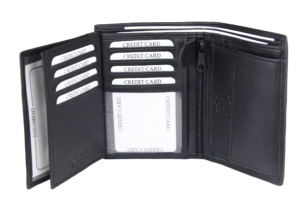 Frentree® Herren Leder Geldbörse mit RFID Schutz, 11 Kartenfächer, Hochformat Portemonnaie, Schwarz