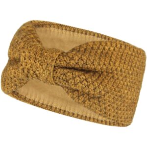 Stirnband Damen gestricktes Haarband Mädchen Ohrenwärmer mit Zopfmuster, gefüttert mit weichem Fleece Innenfutter
