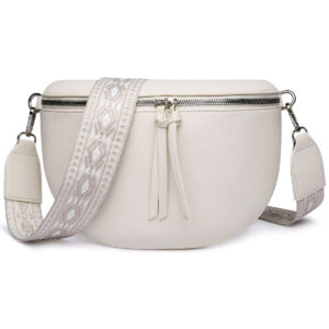 Damen Crossbody Bag mit breitem Schultergurt, 3 Fächern & Doppelreißverschluss