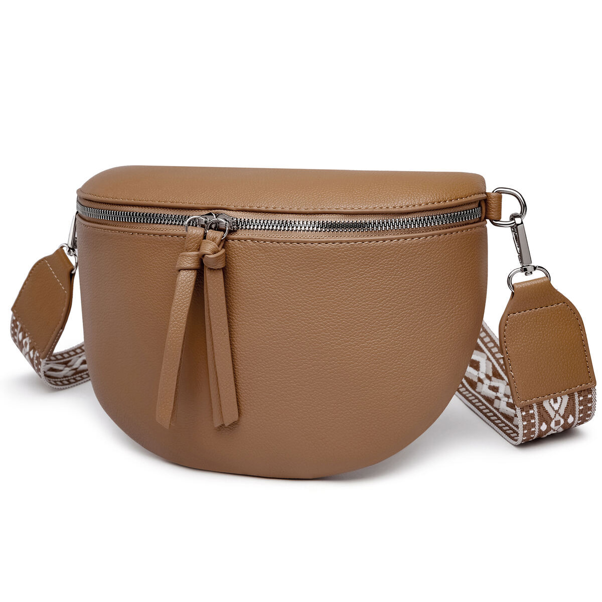 Damen Crossbody Bag mit breitem Schultergurt, 3 Fächern & Doppelreißverschluss – Bild 16