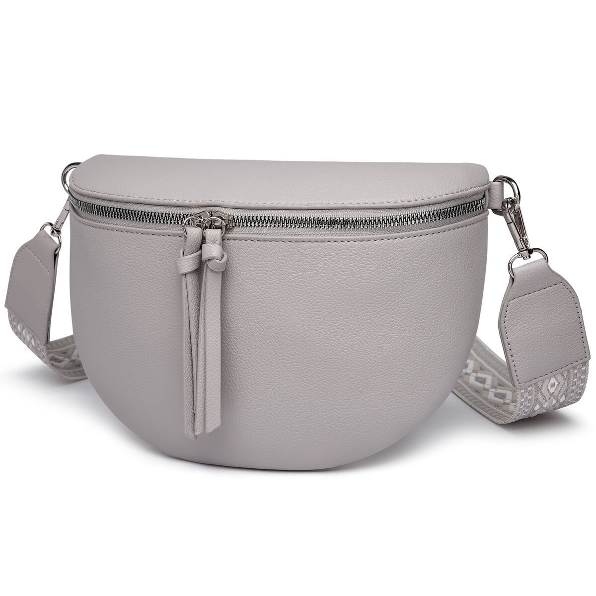 Damen Crossbody Bag mit breitem Schultergurt, 3 Fächern & Doppelreißverschluss – Bild 23
