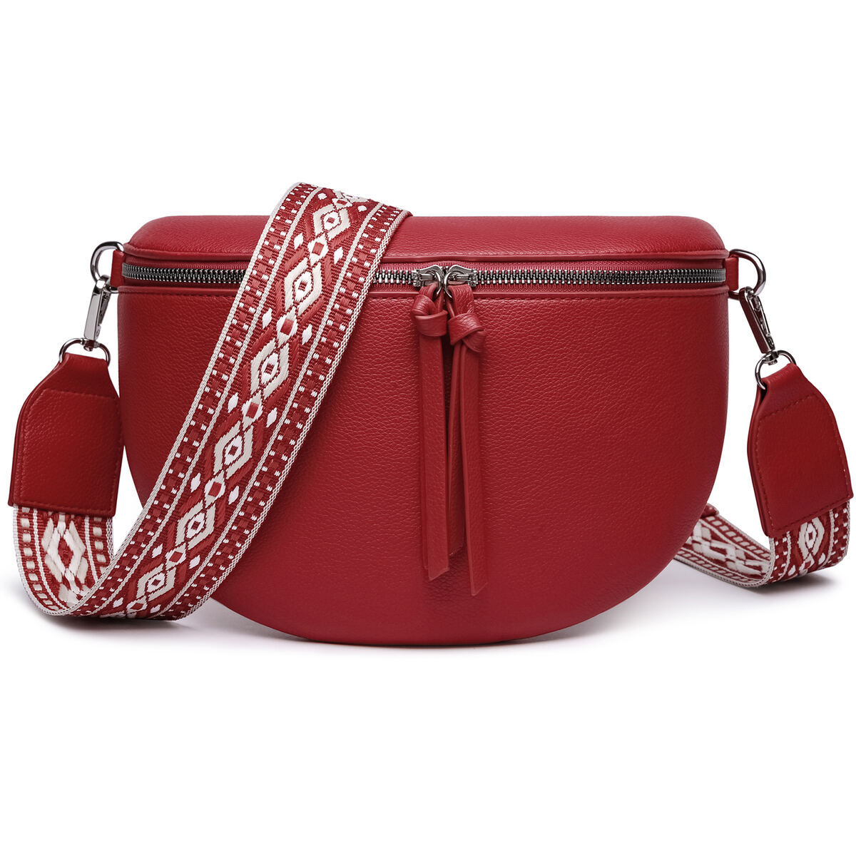 Damen Crossbody Bag mit breitem Schultergurt, 3 Fächern & Doppelreißverschluss – Bild 36