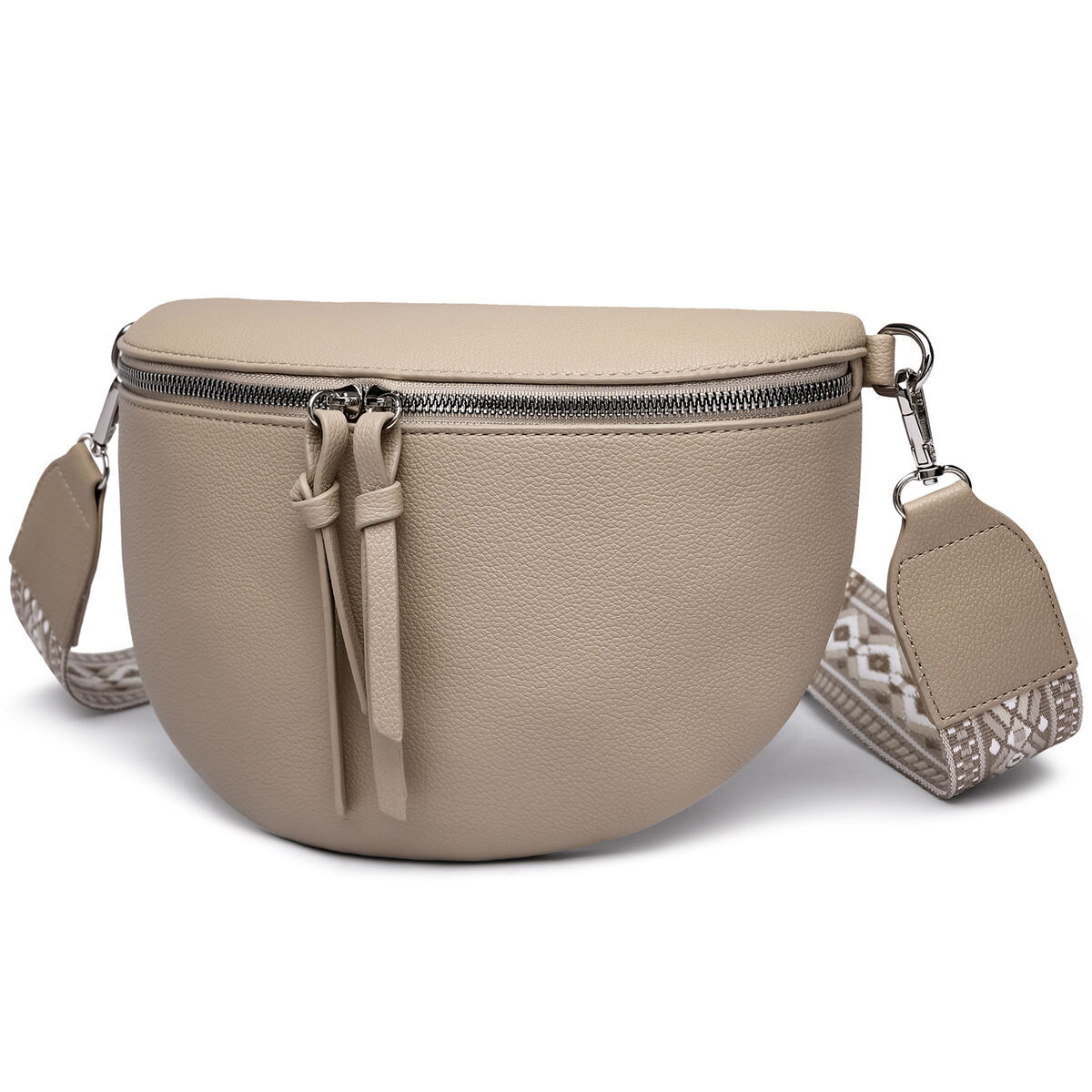 Damen Crossbody Bag mit breitem Schultergurt, 3 Fächern & Doppelreißverschluss – Bild 51