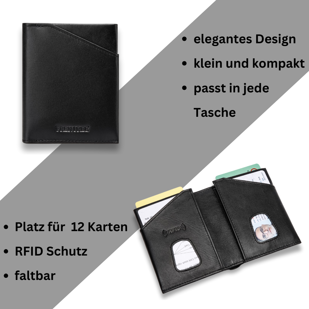 Herren-Geldbörse aus schwarzem Nappaleder im Hochformat mit RFID-Schutz – Bild 2