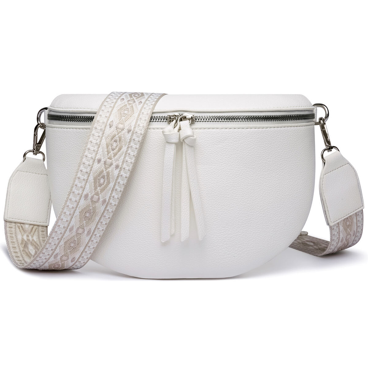 Damen Crossbody Bag mit breitem Schultergurt, 3 Fächern & Doppelreißverschluss – Bild 57