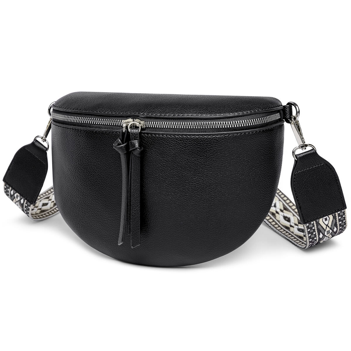Damen Crossbody Bag mit breitem Schultergurt, 3 Fächern & Doppelreißverschluss – Bild 9