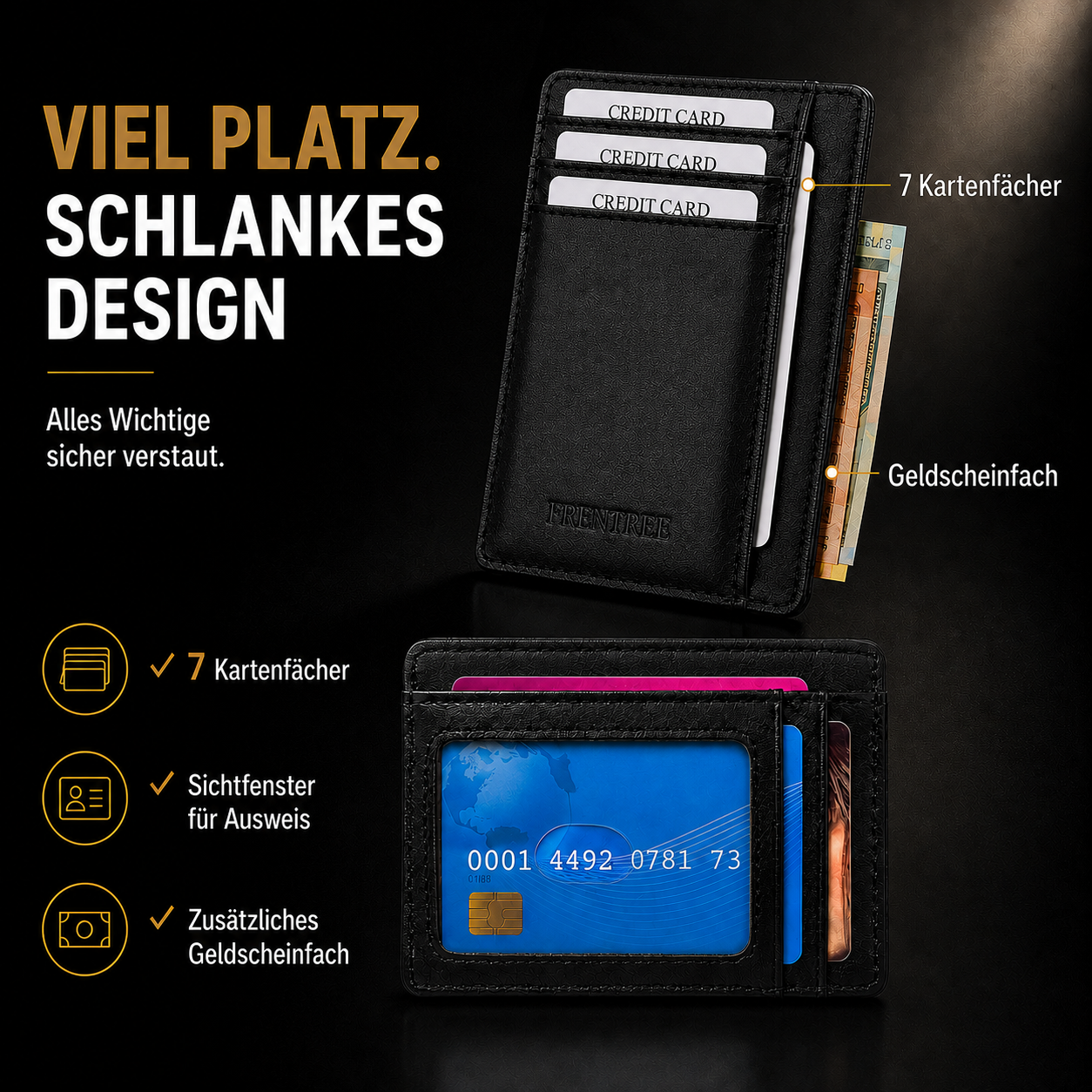 Schlankes Leder-Kartenetui mit Sichtfenster und RFID-Schutz – Bild 4