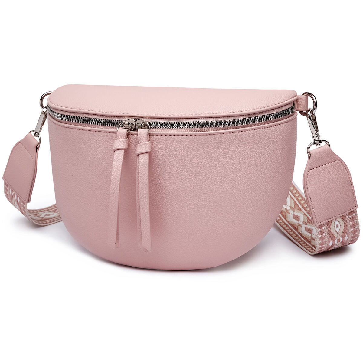Damen Crossbody Bag mit breitem Schultergurt, 3 Fächern & Doppelreißverschluss – Bild 44