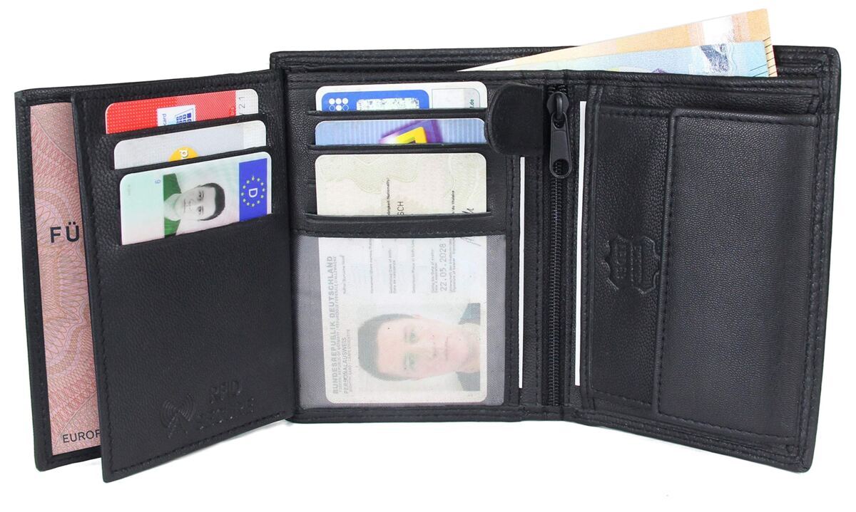 Herren-Geldbörse aus Echtleder im Hochformat mit RFID-Schutz – Bild 2