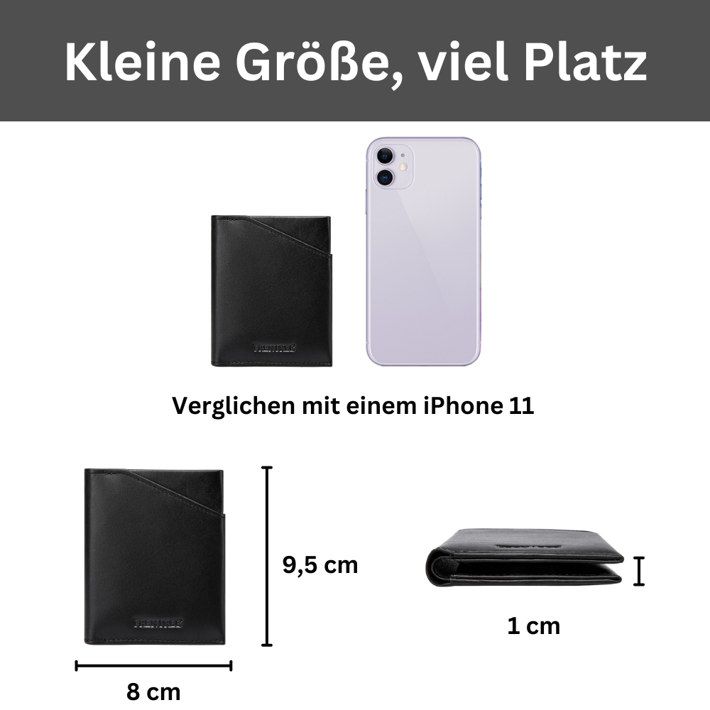 Herren-Geldbörse aus schwarzem Nappaleder im Hochformat mit RFID-Schutz – Bild 3