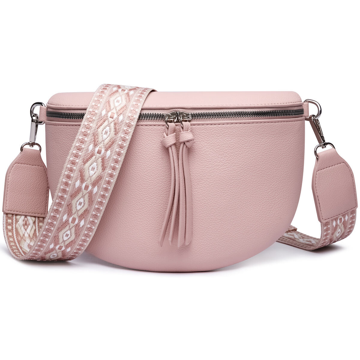 Damen Crossbody Bag mit breitem Schultergurt, 3 Fächern & Doppelreißverschluss – Bild 43