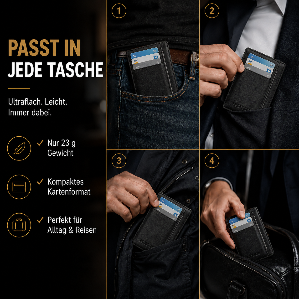 Schlankes Leder-Kartenetui mit Sichtfenster und RFID-Schutz – Bild 7