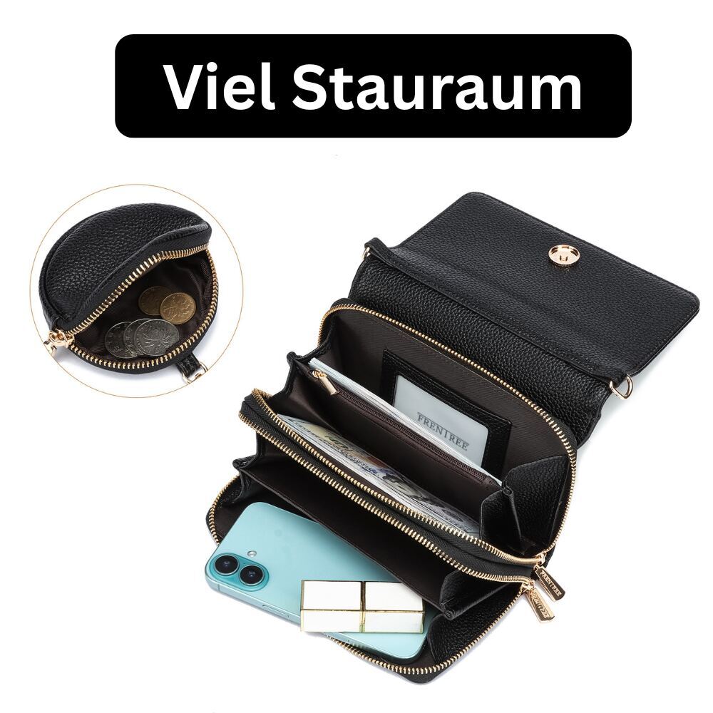 Kleine Damen Umhängetasche mit Reißverschluss, Schultergurt & Mini-Tasche – Bild 11