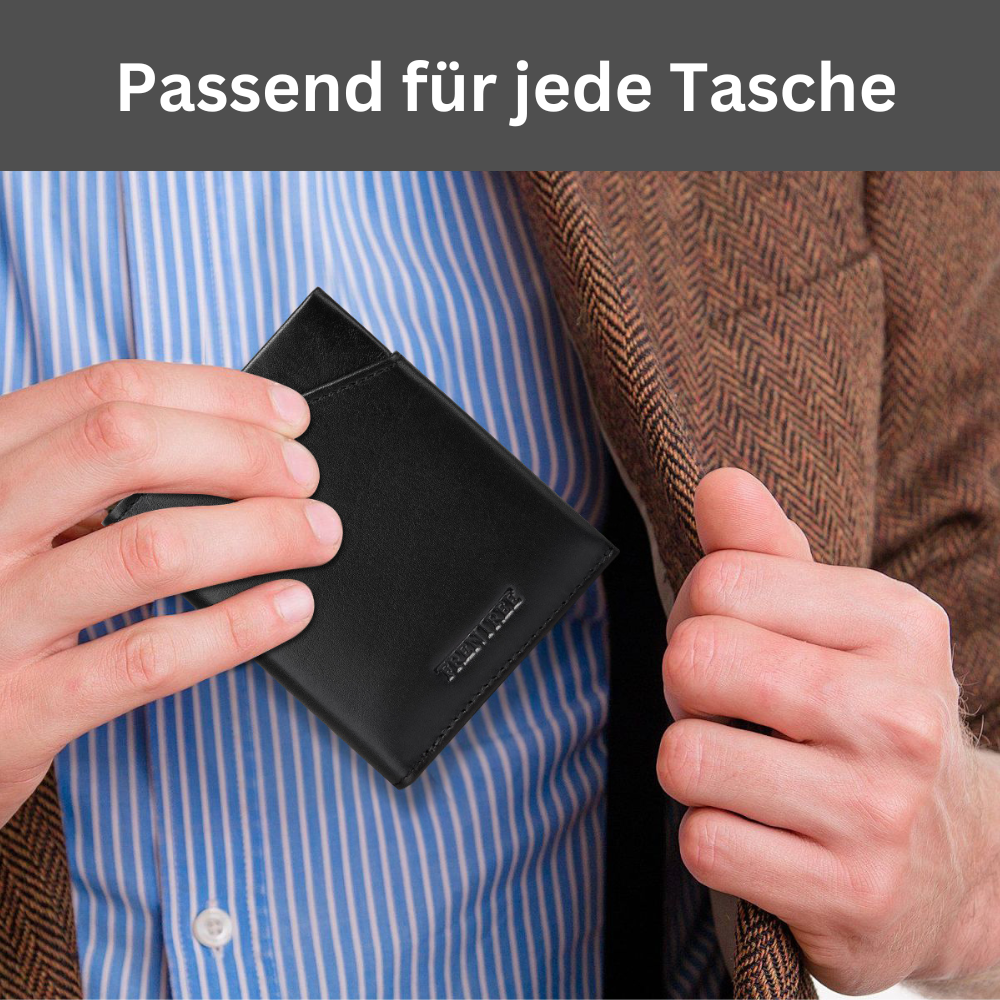 Herren-Geldbörse aus schwarzem Nappaleder im Hochformat mit RFID-Schutz – Bild 5