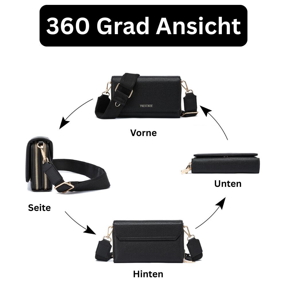 Kleine Damen Umhängetasche mit Reißverschluss, Schultergurt & Mini-Tasche – Bild 12