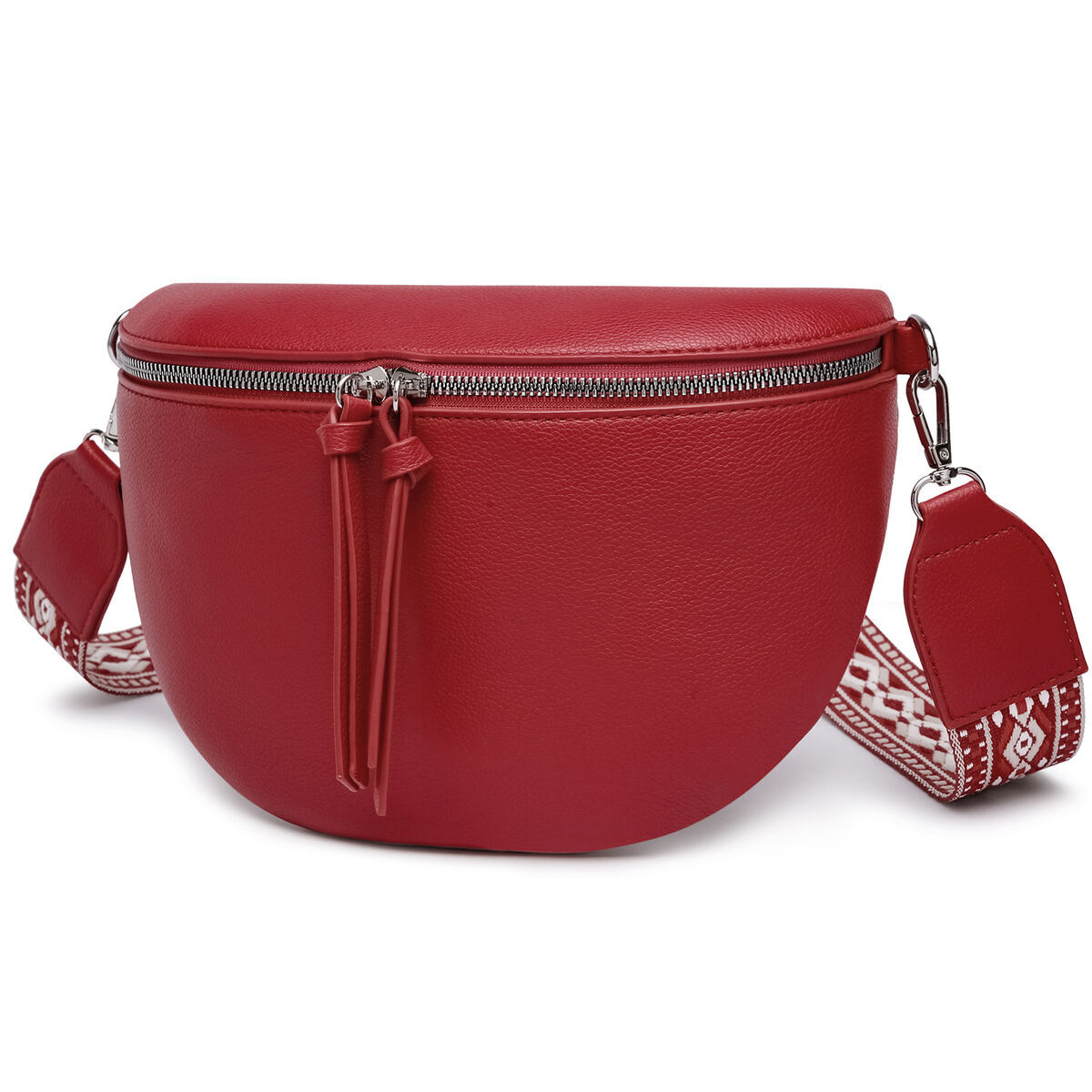 Damen Crossbody Bag mit breitem Schultergurt, 3 Fächern & Doppelreißverschluss – Bild 37