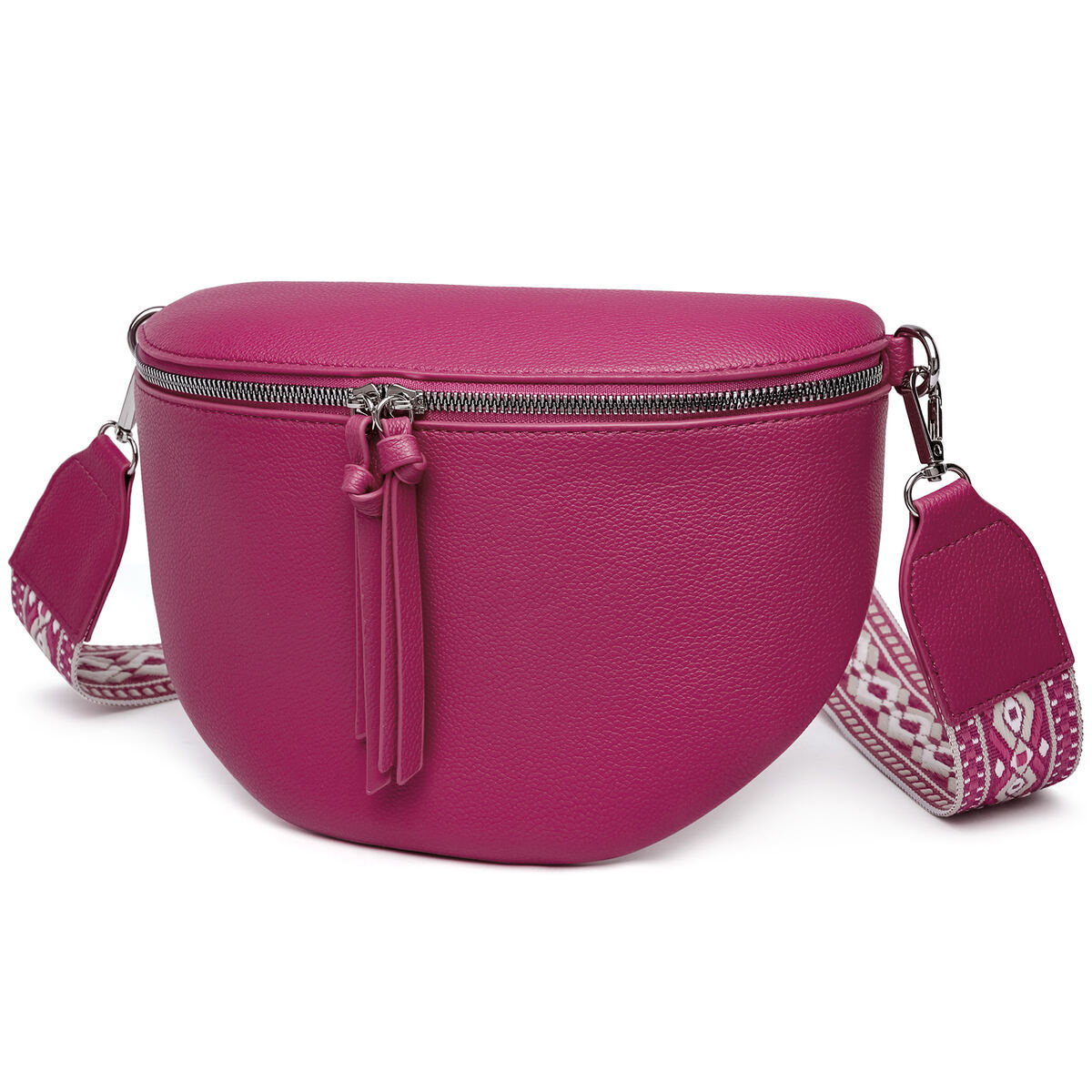 Damen Crossbody Bag mit breitem Schultergurt, 3 Fächern & Doppelreißverschluss – Bild 30