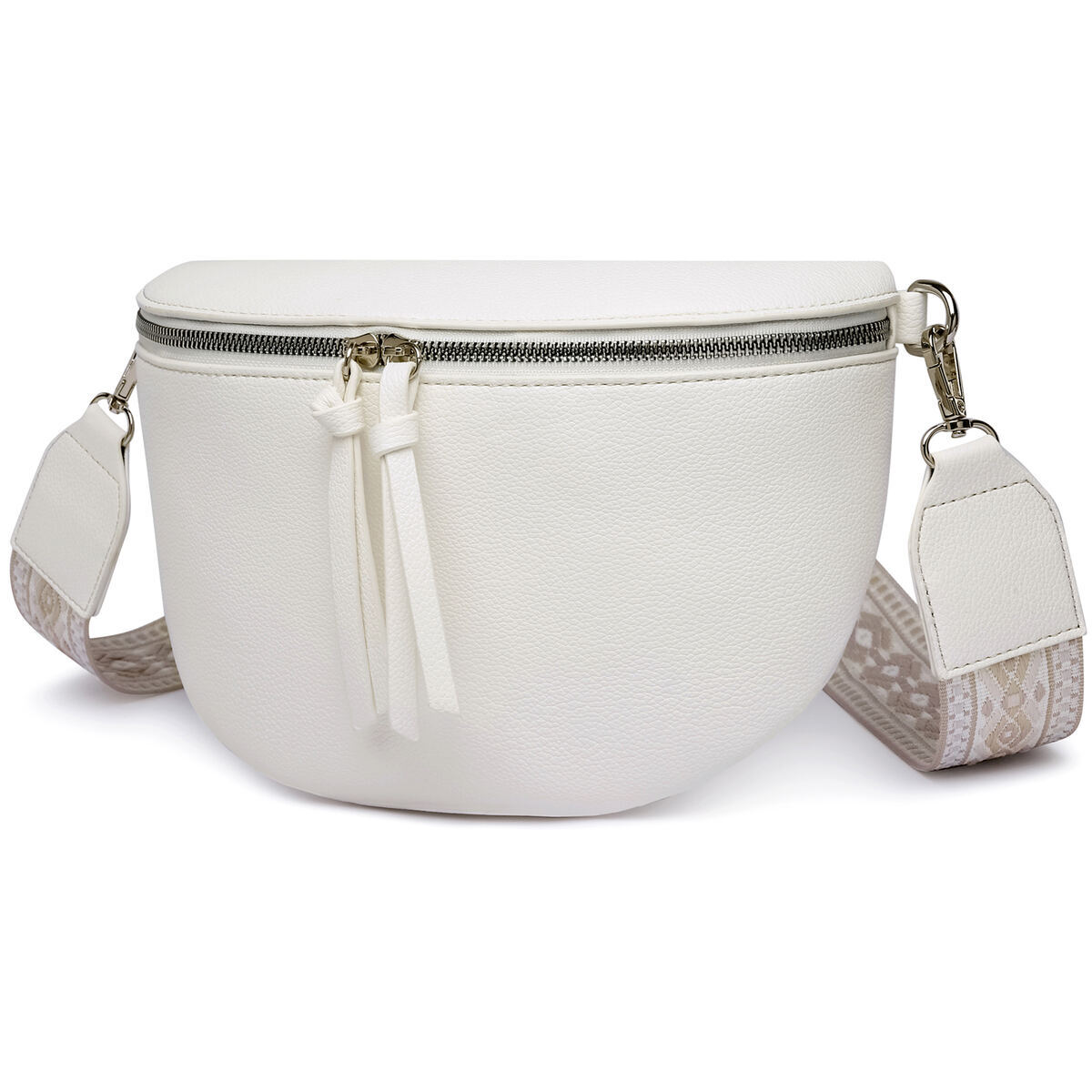 Damen Crossbody Bag mit breitem Schultergurt, 3 Fächern & Doppelreißverschluss – Bild 58