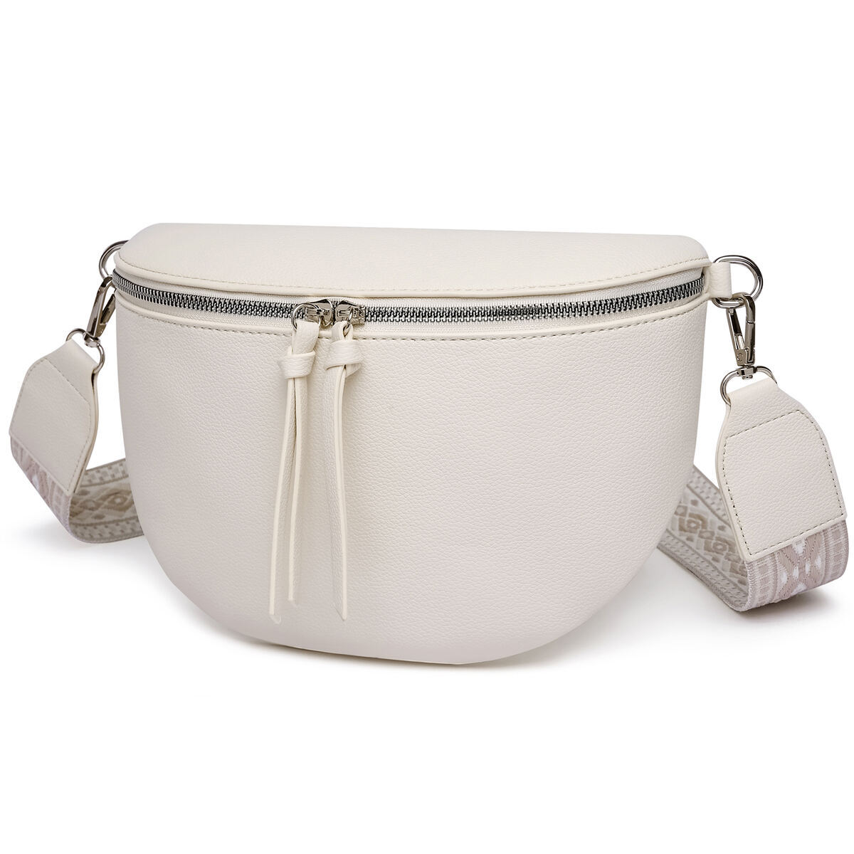 Damen Crossbody Bag mit breitem Schultergurt, 3 Fächern & Doppelreißverschluss – Bild 2