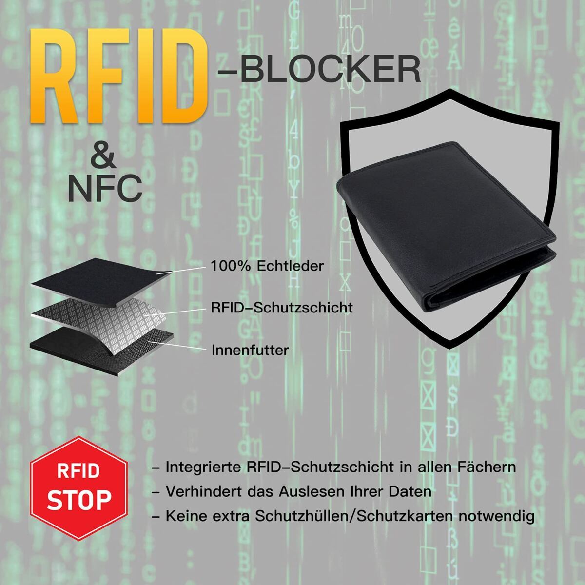Herren-Geldbörse aus Nappaleder im Hochformat mit RFID-Schutz – Bild 6