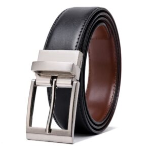 2-in-1 Herren Wendegürtel aus Echtleder, Schwarz/Braun, 3,5 cm, kürzbar