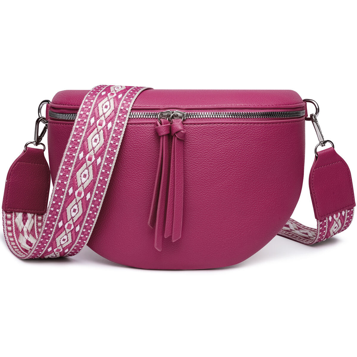 Damen Crossbody Bag mit breitem Schultergurt, 3 Fächern & Doppelreißverschluss – Bild 29