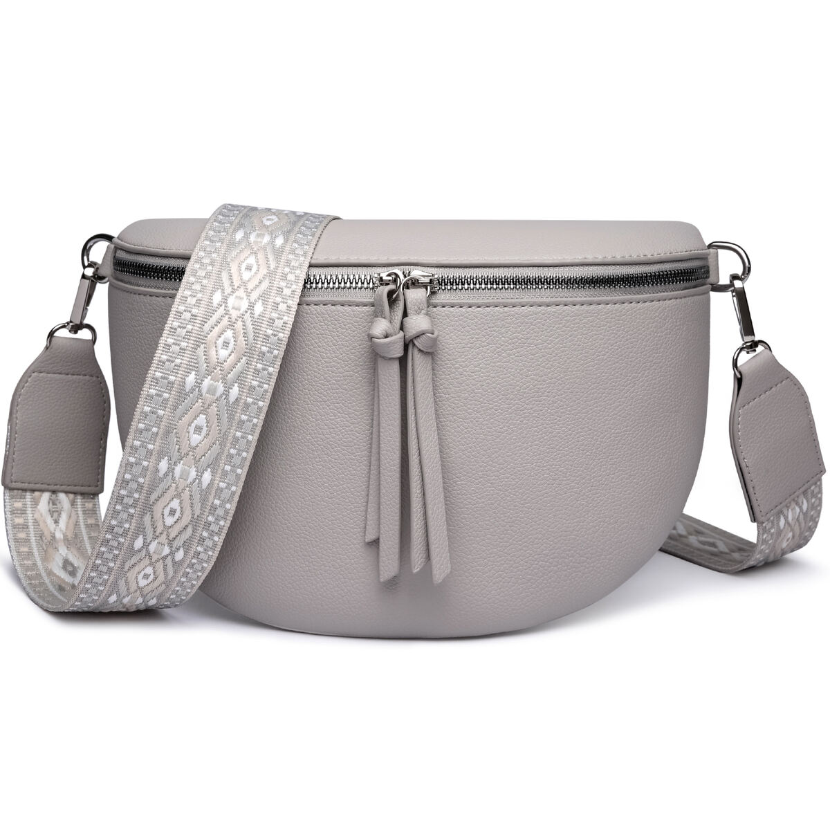 Damen Crossbody Bag mit breitem Schultergurt, 3 Fächern & Doppelreißverschluss – Bild 22